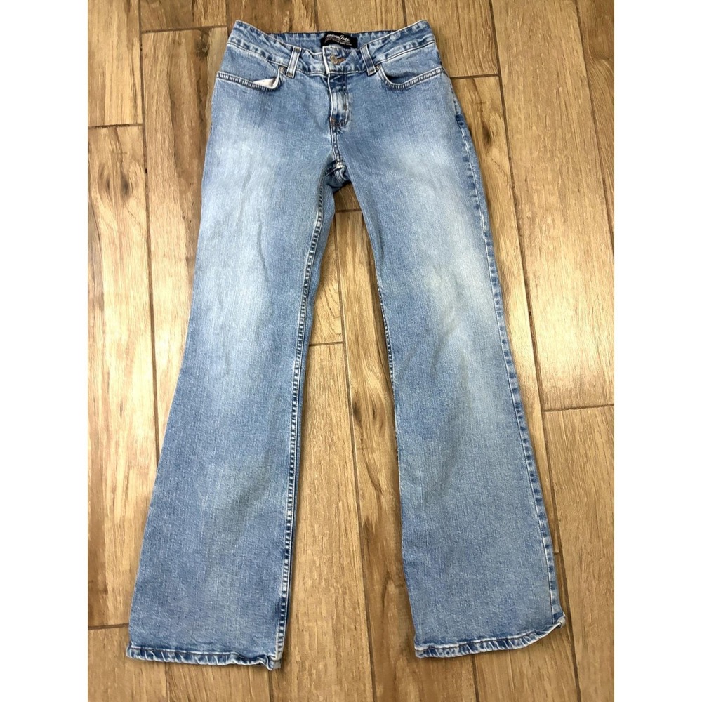 London Jean‎ Y2K Low Rise Bootcut Jeans Women's 4 Stretch Light Wash - Picture 2 of 13